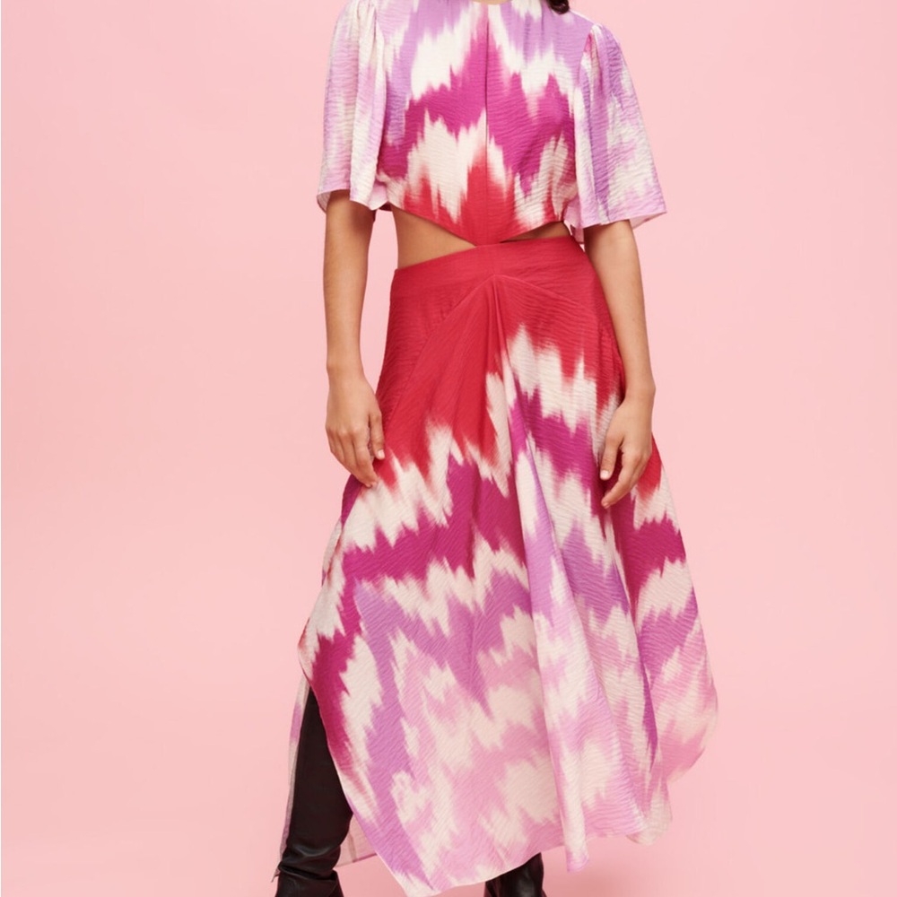Maje Pink and Red Maxi Dress